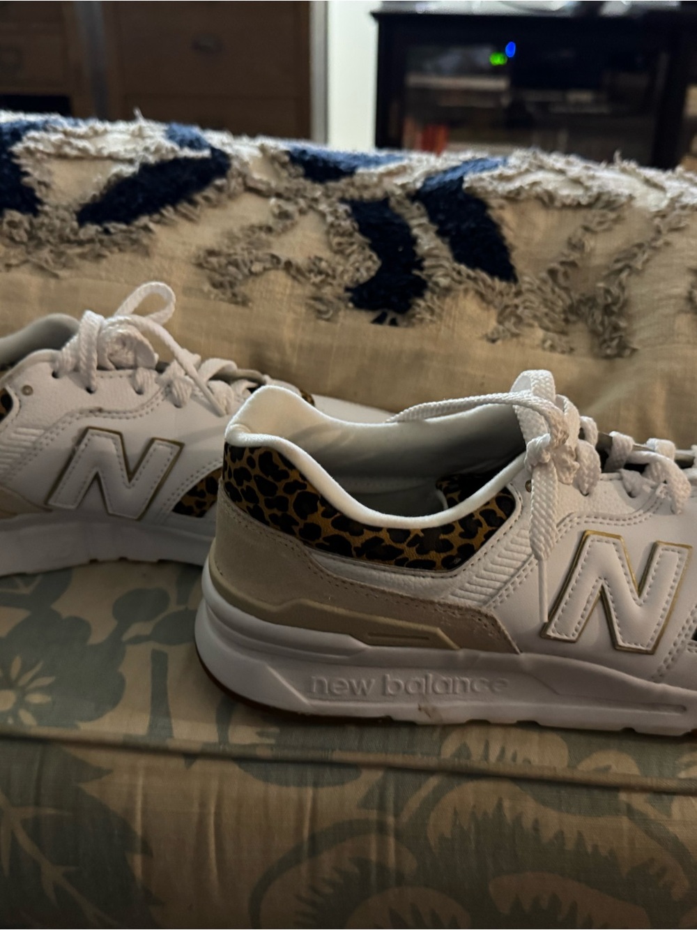 New Balance 997H Leopard Print Sneakers White Gold Women’s Size 11